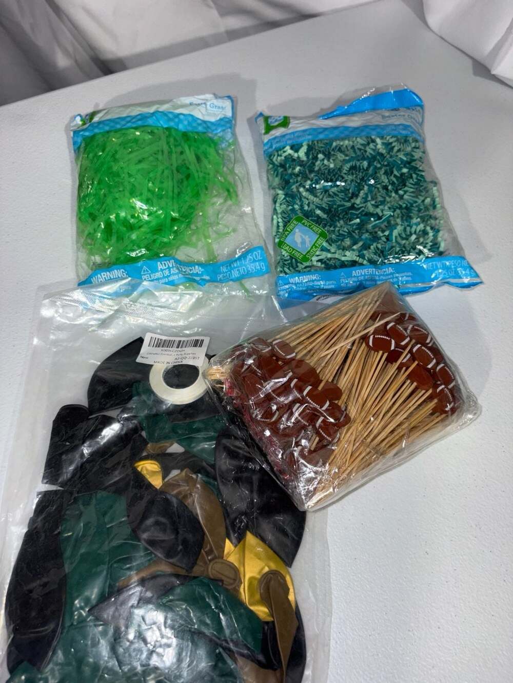GREMAG Football Party Supplies Set with Balloons, Football Picks, and Crinkle Gr